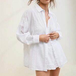 Aerie Seersucker Oversized Button-Up Shirt